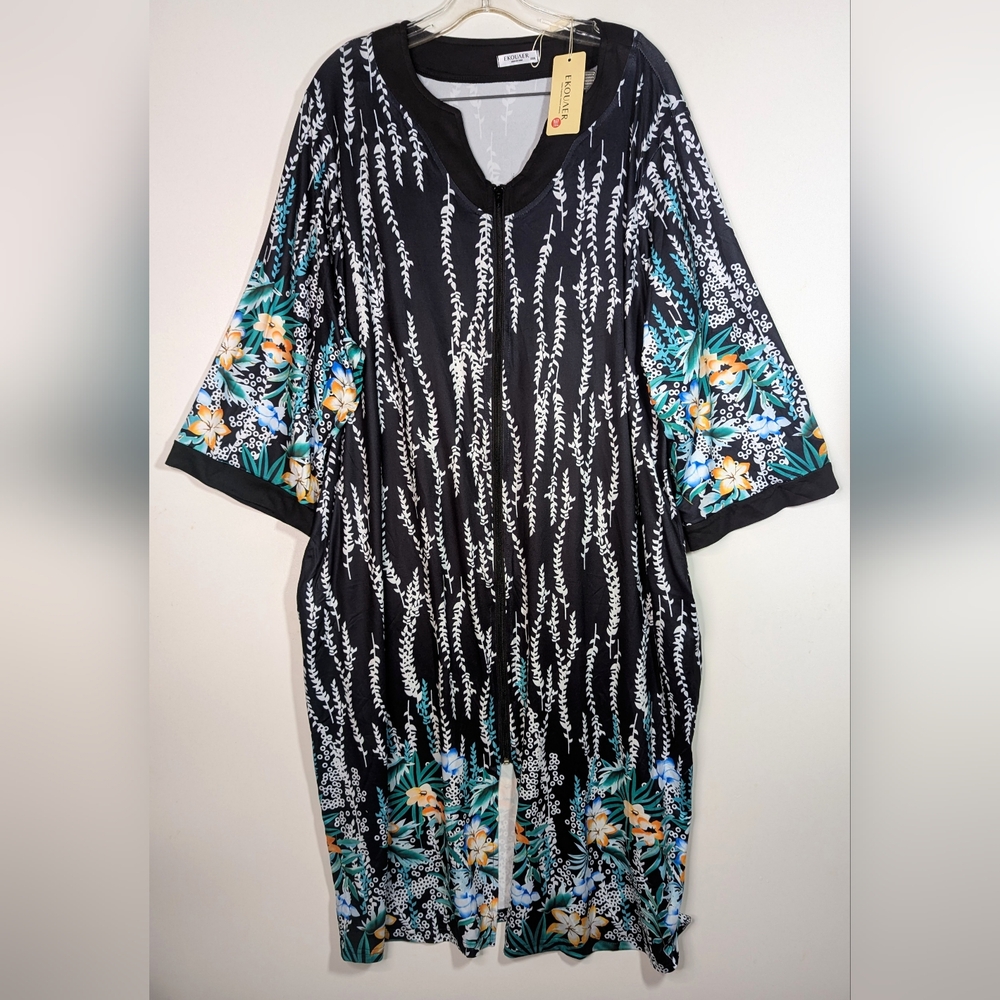 House Robe Ekouaer Womens 3XL Loungewear Zipper Front Pockets Mother's Day Gift
